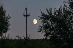 Funkmast auf dem Hebel mit zunehmenden Mond